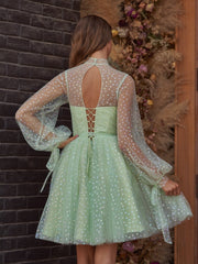 A-Line Corset Homecoming Dress with Sleeves