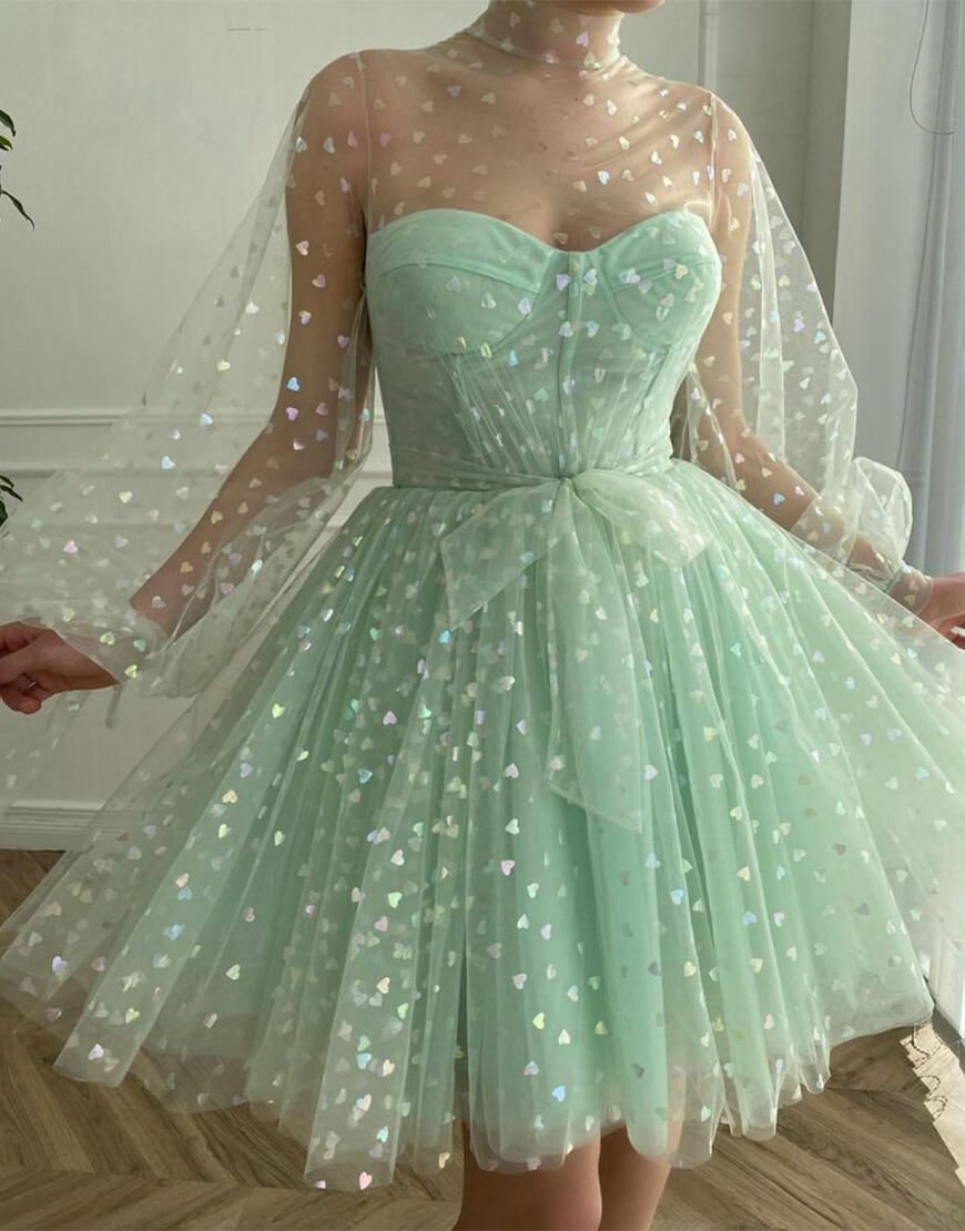 A-Line Corset Homecoming Dress with Sleeves